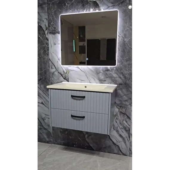 Mobilje Banjo MDF 80cm Platinium Grey + Lavaman 80cm NEWARC + Pasqyre LED 80x70cm 3609B