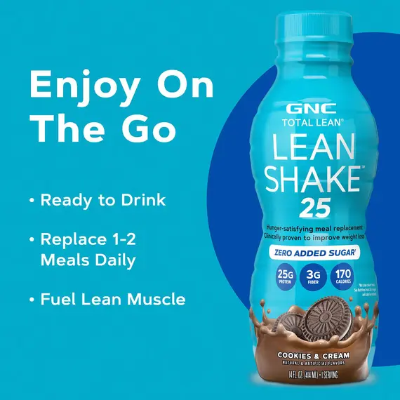 GNC Lean Shake 25 RTD Cookies and Cream protein shake meal replacement, 3 imazh
