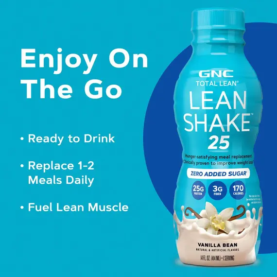 GNC Lean Shake 25 RTD Vanilla Bean protein shake meal replacement, 3 imazh