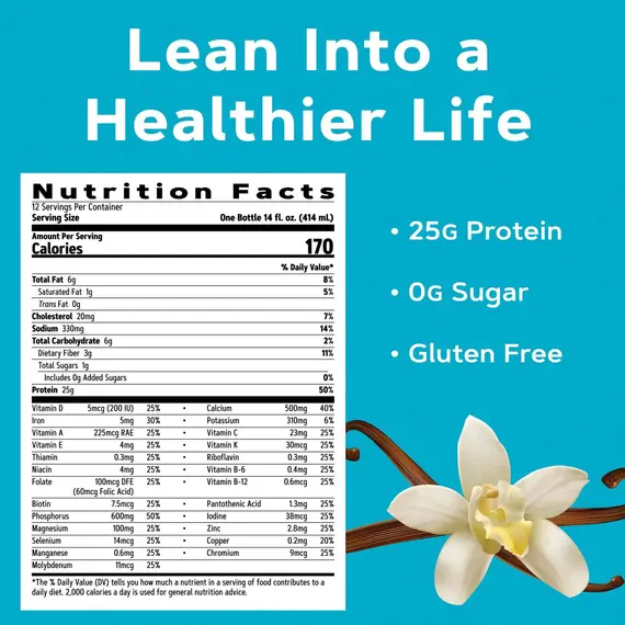 GNC Lean Shake 25 RTD Vanilla Bean protein shake meal replacement, 4 imazh