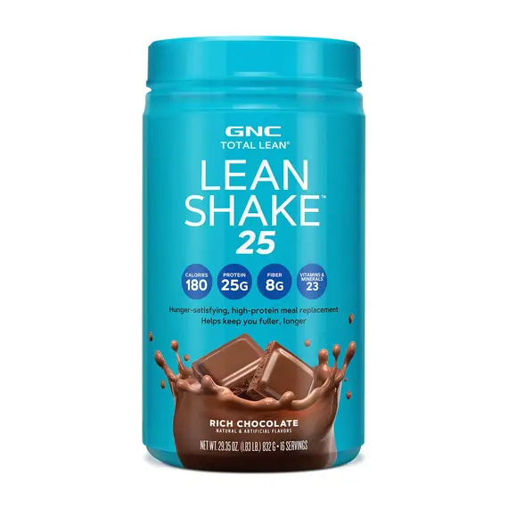 GNC Lean Shake 25 Chocolate meal replacement 25g proteinë për humbje peshe