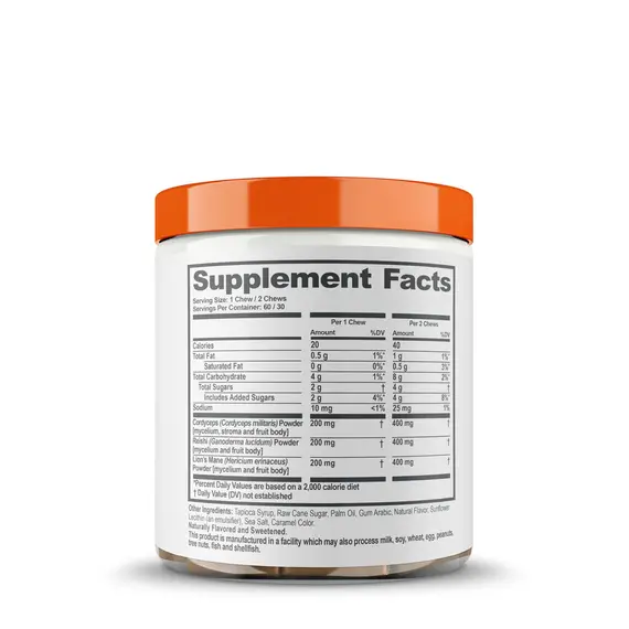 Genius Mushroom Chews Butter Toffee suplement me Lion’s Mane Reishi dhe Cordyceps, 3 imazh