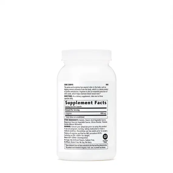 L-Arginine 1000 mg për qarkullim të gjakut dhe oksid nitrik 90 kapsula, 2 imazh