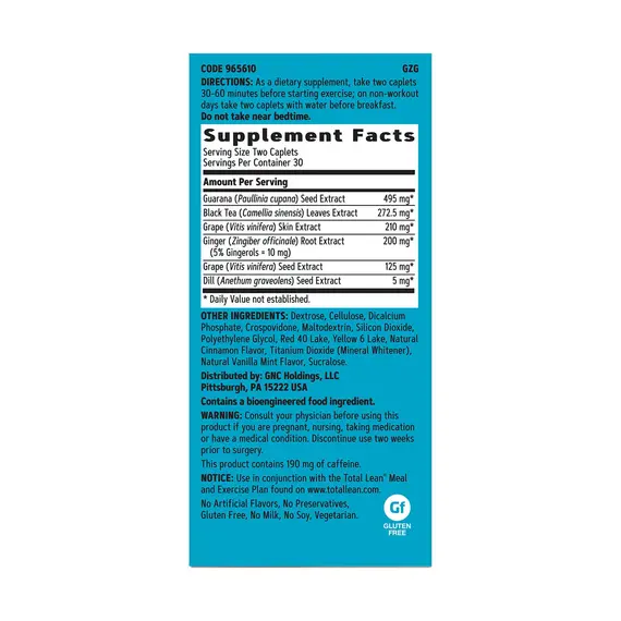 Total Lean Burn 60 thermogenic fat burner për metabolizëm dhe energji, 4 imazh