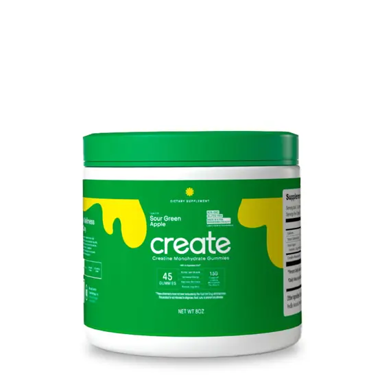 Creatine Monohydrate Gummies Sour Green Apple 45 gummies suplement për energji dhe forcë muskulore