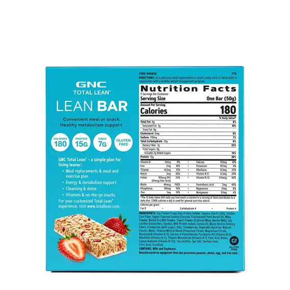 Layered Lean Bar Strawberry protein bar 16g proteinë snack fitnesi, 2 imazh