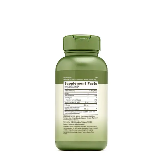 Cranberry Plus D-Mannose 60 kapsula suplement për shëndetin e traktit urinar, 2 imazh