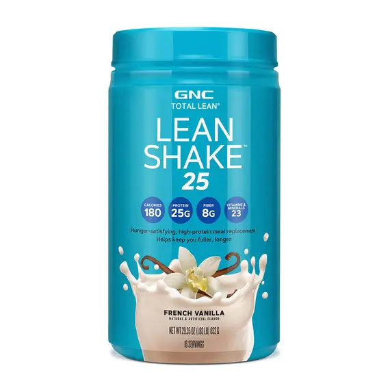 GNC Lean Shake 25 Vanilla meal replacement 25g proteinë për humbje peshe