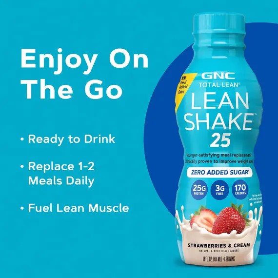GNC Lean Shake 25 RTD Strawberry Milkshake protein shake meal replacement, 2 imazh