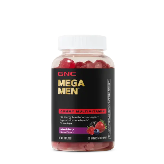 GNC Mega Men Gummy Multivitamin Mixed Berry pa sheqer