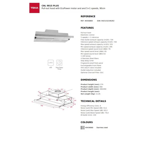 ASPIRATOR ME SHINË TEKA CNL 9815 PLUS, 4 imazh