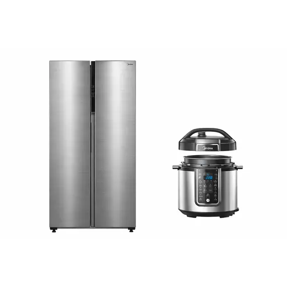 Set Frigorifer Midea MDRS619FIE46 Side by Side 460L No Frost Inox WiFi Klasa E + Multicooker Midea MY-CS6037WPB 6L 1000W Elektronik 15 Programe