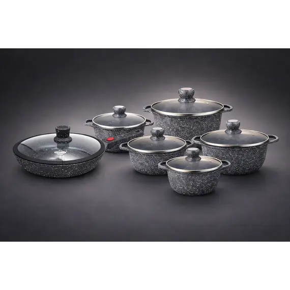 Set Tenxhere Mueller Premium 10Pcs Veshje Guri Induksion + Tigan Uakeen Germany VK-305 24cm 2L