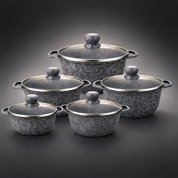 Set Tenxhere Mueller Premium 10Pcs Veshje Guri Induksion + Tigan Uakeen Germany VK-305 24cm 2L, 4 imazh