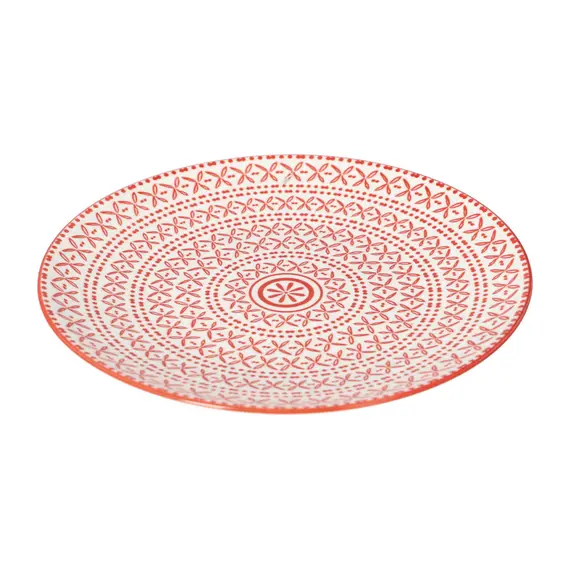 Pjatë 22 cm Bardhë-Kuqe Porcelan