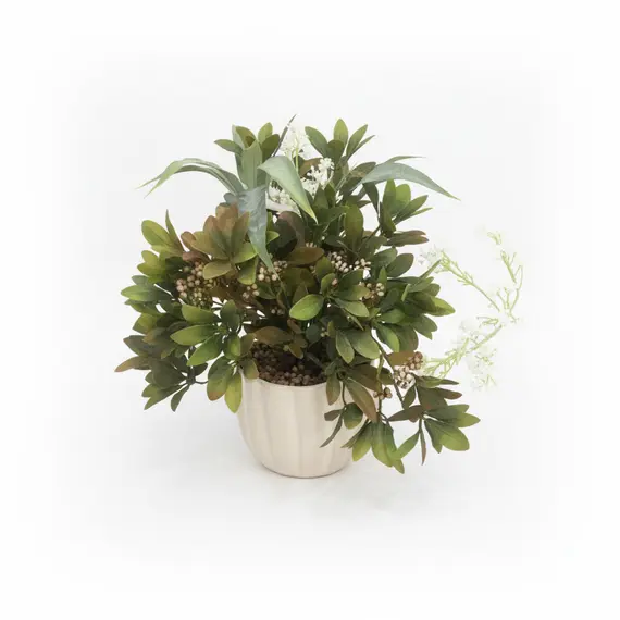 Vazo Qeramike e Bardhë me Lule Artificiale