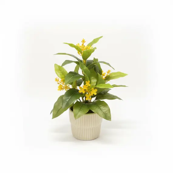 Vazo Qeramike me Lule Artificiale Jeshile dhe të Verdha