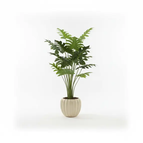 Vazo Qeramike Bezhe me Lule Artificiale