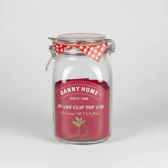 Kavanoz Konservimi 1500 ml 9x21 cm Qelq me Kapak Bambu