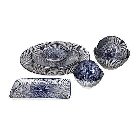 Pjatë Servirjeje 20.5x11 cm Bardhë-Blu Porcelan Katror, 2 imazh