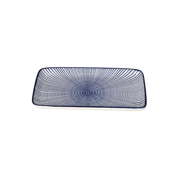 Pjatë Servirjeje 20.5x11 cm Bardhë-Blu Porcelan Katror