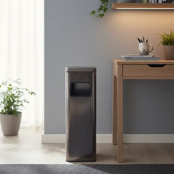 Kosh Mbeturinash për Cigare Katror i Zi Metalik për Ambiente, 2 imazh