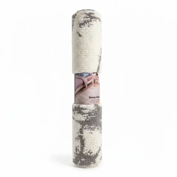 Danny Home Rug Tapet Dekorativ me Ngjyra Neutrale Gri dhe të Bardhë