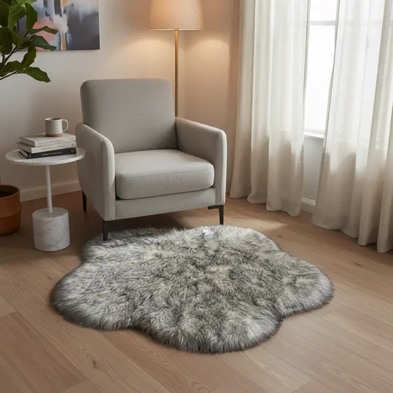 Tapet Poss Lule me Push Gri të Bardhë 90x90 cm, 2 imazh