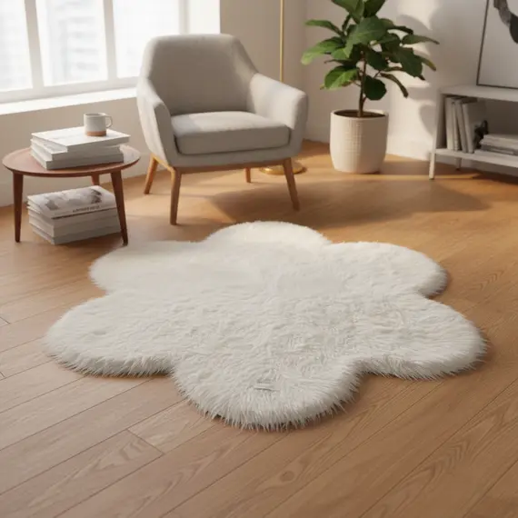 Qilim i Bardhë me Push Sintetik në Formë Luleje, 2 imazh