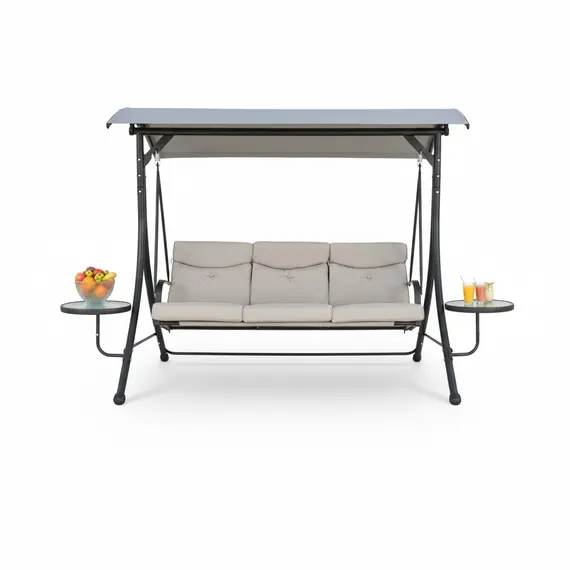 Lëkundëse për ambient të jashtëm me tendë dhe tavolina anësore