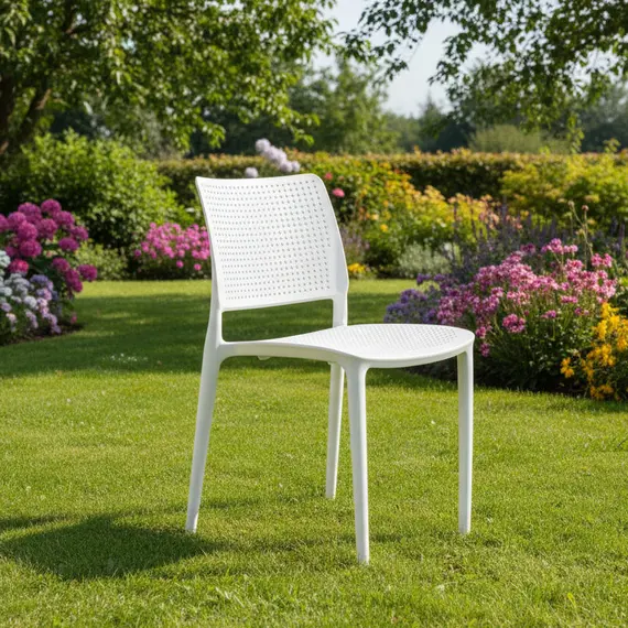 Karrige outdoor Lodi white ergonomike për ambiente të brendshme dhe të jashtme, 2 imazh