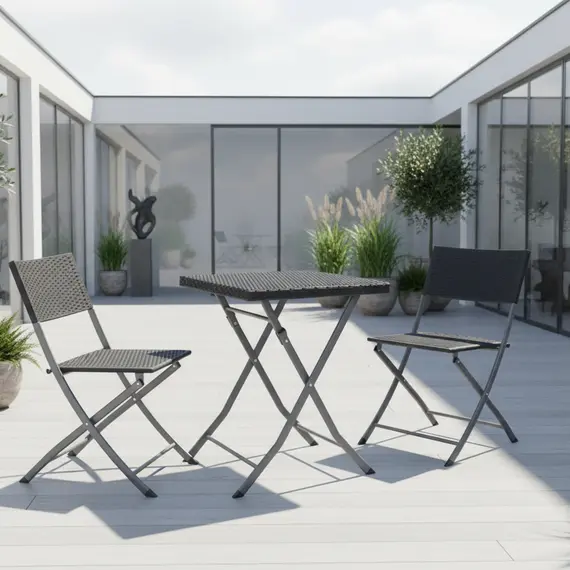 Set tavolinë Oreo me 2 karrige palosëse për hapësira të vogla, 2 imazh