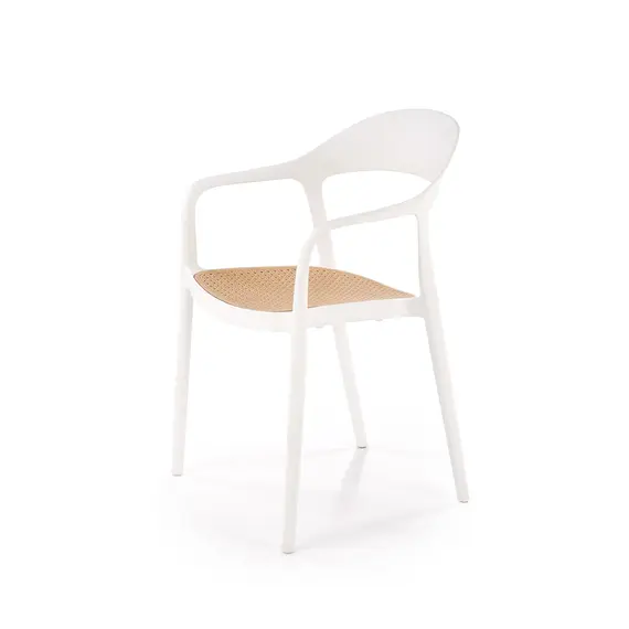 Karrige Oron White me efekt rattan dhe strukturë të bardhë ergonomike