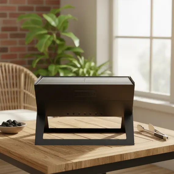 Zgarë barbekju e vogël portative me qymyr dhe dizajn palosës, 2 imazh