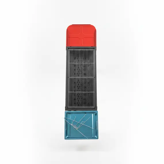 Zgarë barbekju me thëngjij me këmbë të palosshme dhe tabaka anësore