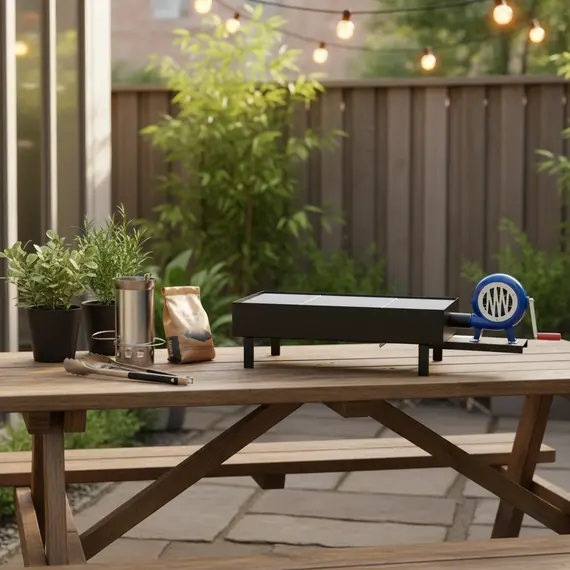 Zgarë barbekju me ventilator 30x60 cm me dizajn palosës, 2 imazh