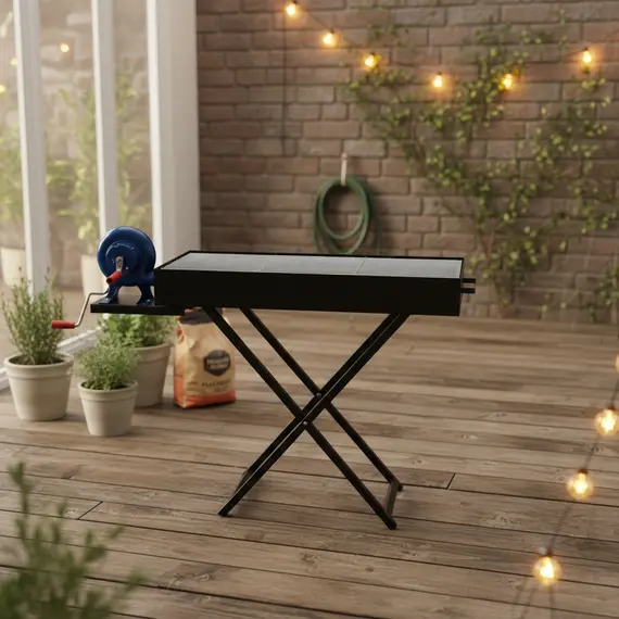 Zgarë barbekju me ventilator 30x90 cm me këmbë palosëse, 2 imazh