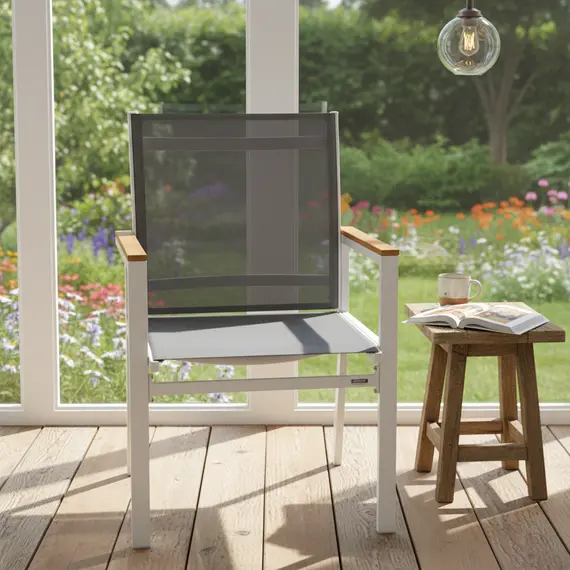 Karrike e jashtme me kornizë metalike dhe mbështetëse druri XT2256, 2 imazh