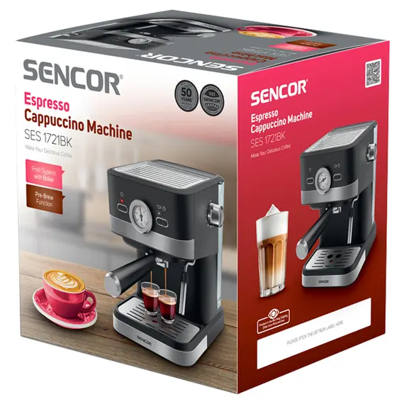 Makineri Kafeje SENCOR SES 1721BK për Espresso dhe Cappuccino 20 Bar 1050W, 13 imazh