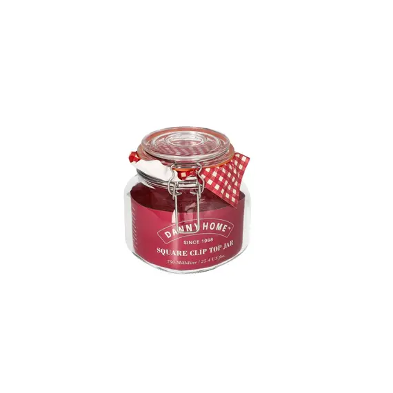 Kavanoz Konservimi / 750 ml / 9x13 cm / Qelq - Kapak Bambu