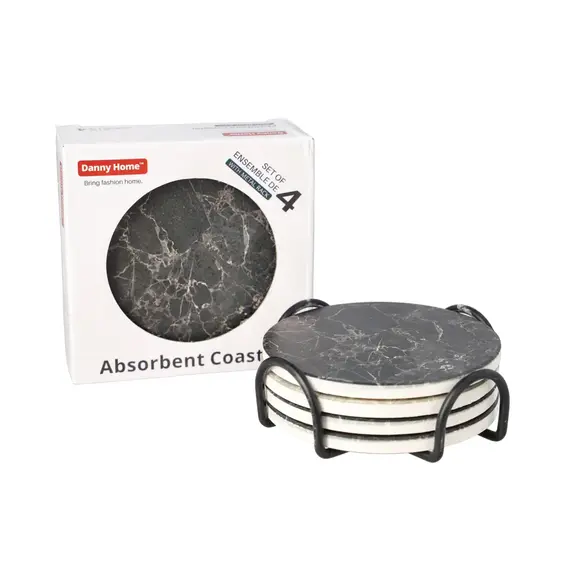 Coaster set / 10 cm / Rreth / Porcelan / Imitim marble