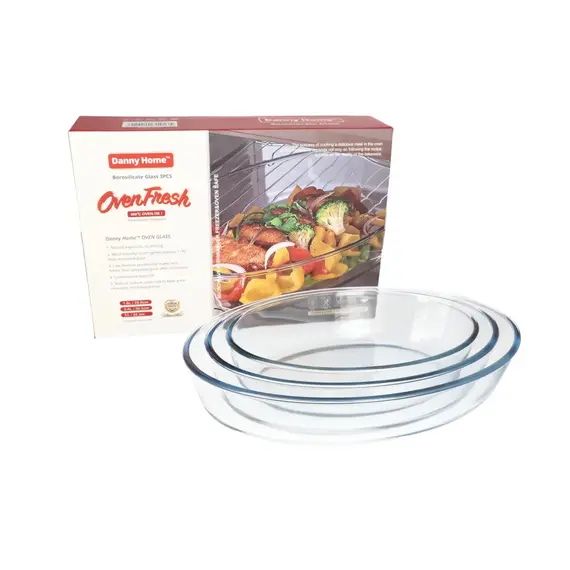 Tava Pjekje / Set 3 cope / Qelq / Rrethore