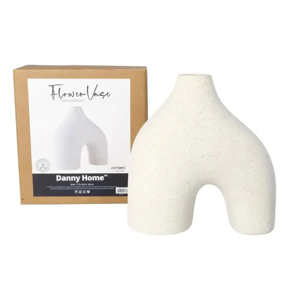 Vazo Dekorative Ure / 17.5x8.5x18 cm / Bardhë