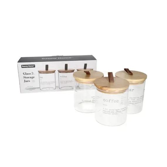 Kavanoz Konservimi / Set 3 cope / 750ml / 10*12.7cm / Qelq - Kapak Bambu / Tea Shkrim