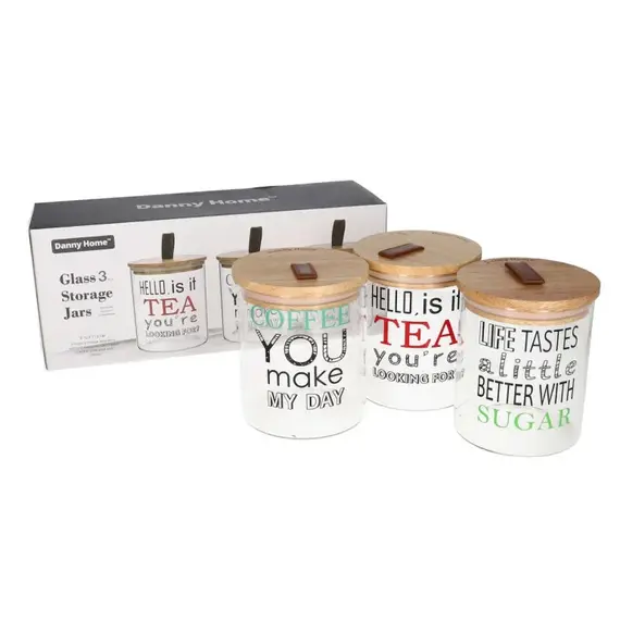 Kavanoz Konservimi / Set 3 cope / 750ml / 10*12.7cm / Qelq - Kapak Bambu / Hello Tea, 2 imazh