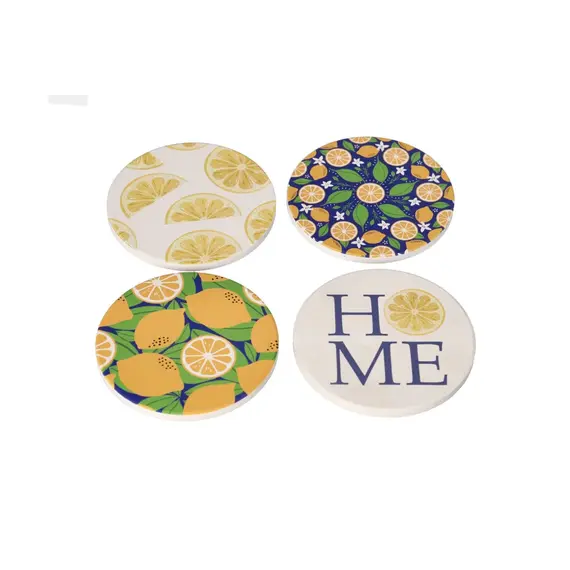 Coaster set / 10 cm / Katror / Porcelan / Verdhe HOME
