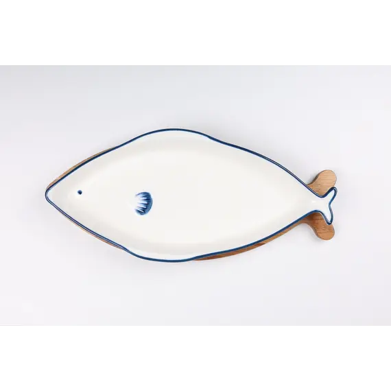 Pjate Servirje Forme Peshk dhe Mbajtese Bamboo / 32.8*15.2*3.4cm / Porcelan