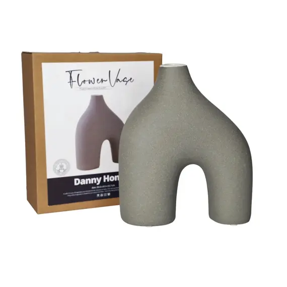 Vazo Dekorative Ure / 17.5x8.5x18 cm / Bardhë, 2 imazh