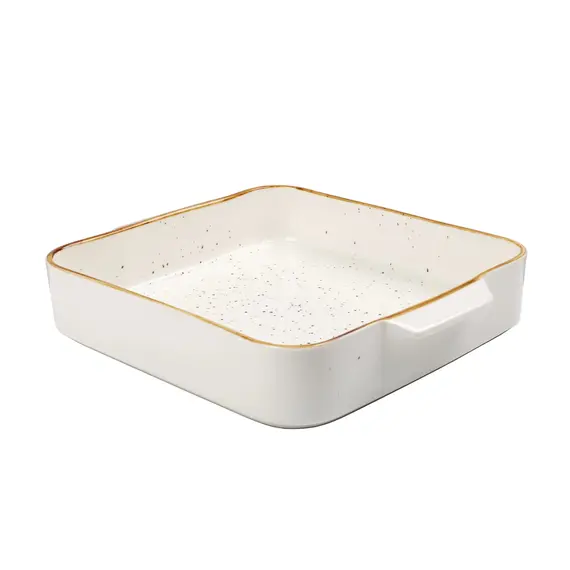 Tave Pjekje / 26cm / Bardhe - Gold / Porcelan