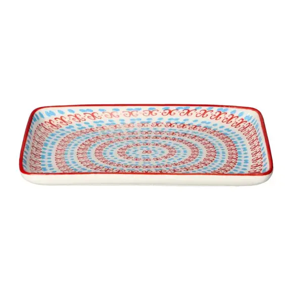 Pjatë Servirje / 18x9.5 cm / Bojqiell-Kuqe / Porcelan / Katror